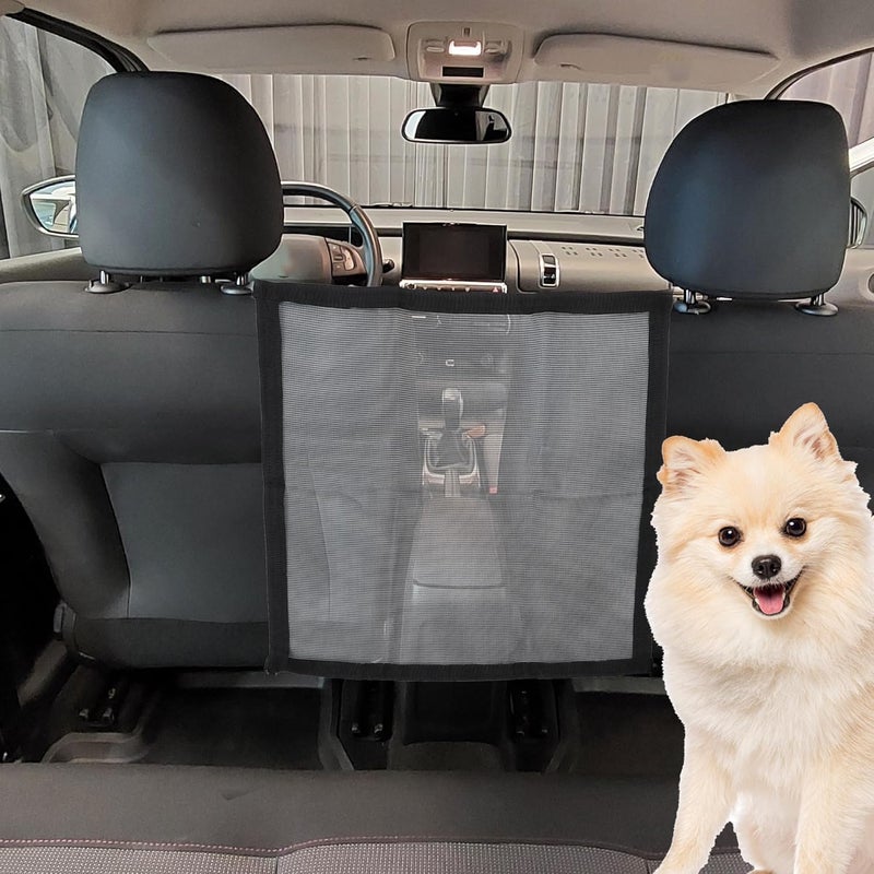 GLIDESMOOTH Dog Car Net Barrier, with Adjustable Rope and Hook, Pet Barrier Backseat Dog Car Net, for SUV Pickup, Dog Car Net Barrier, Black, 20.87"x20.87" - Image 1